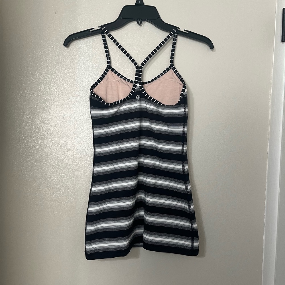 Lululemon | Black and White Striped, Power Y Back Tank Top - Picture 3 of 5